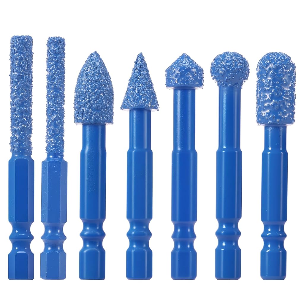 Serplex® 7PCS Diamond Rotary Grinder Tool Kit Efficient Sanding Burr Set Bit Fine Grinding Hexagonal Shank Grinding Head for Wood Serplex® 7PCS Diamond Rotary Grinder Tool Kit Efficient Sanding Burr Set Bit Fine Grinding Hexagonal Shank Grinding Head for Wood